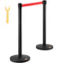 Crowd Control Stanchions, 2-Pack Crowd Control Barriers, Carbon Steel Baking Painted Stanchion Queue Post with 11FT Red Retractable Belt, Belt Barriers Line Divider for Exhibition, Airport