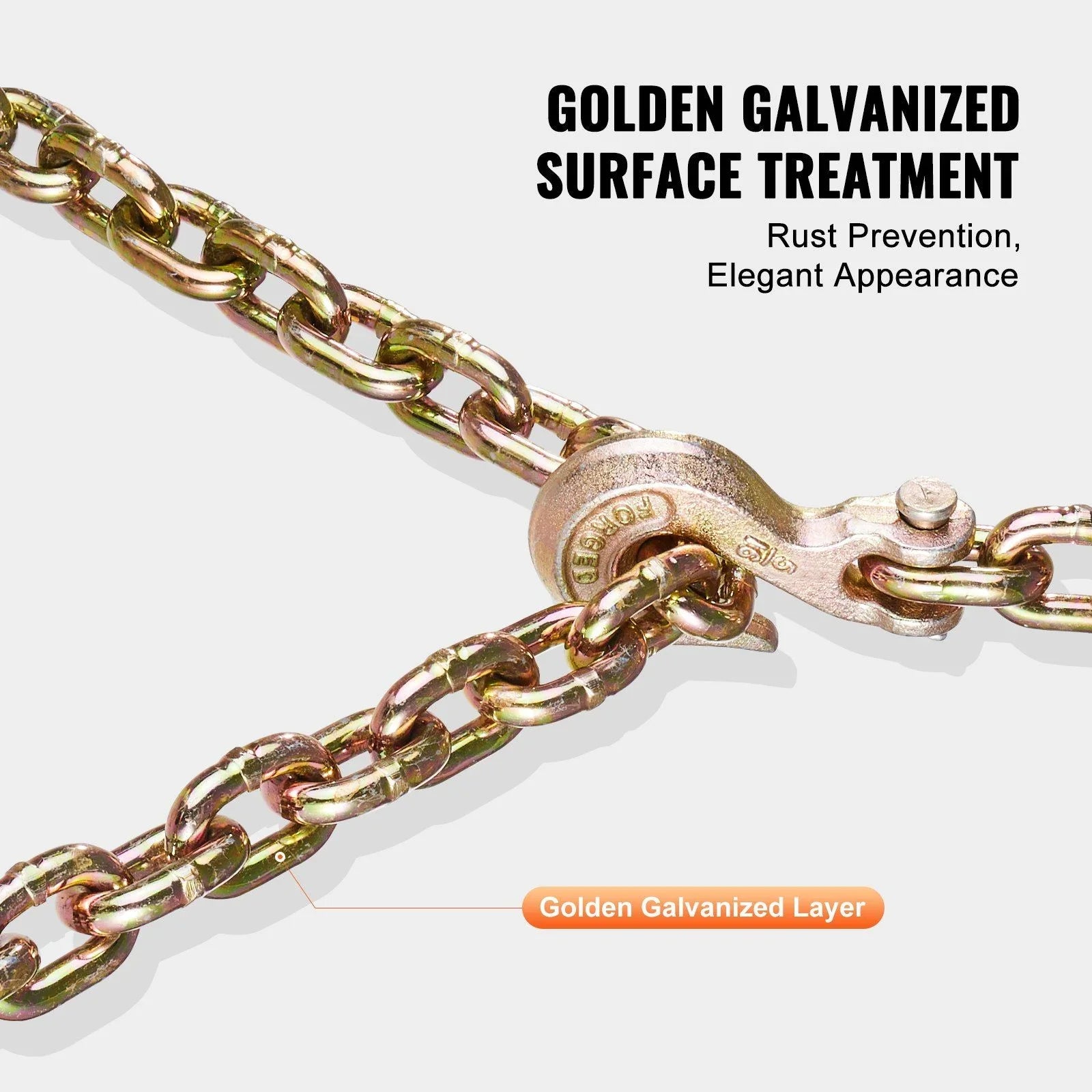 G80 Transport Binder Chain, 8 mm x 316 cm 2-Pack Tow Chain with Clevis Grab Hooks, 2.22T Safe Working Load, Heavy Duty Logging Chain for Transporting Towing Truck Tie Down Binding Equipment