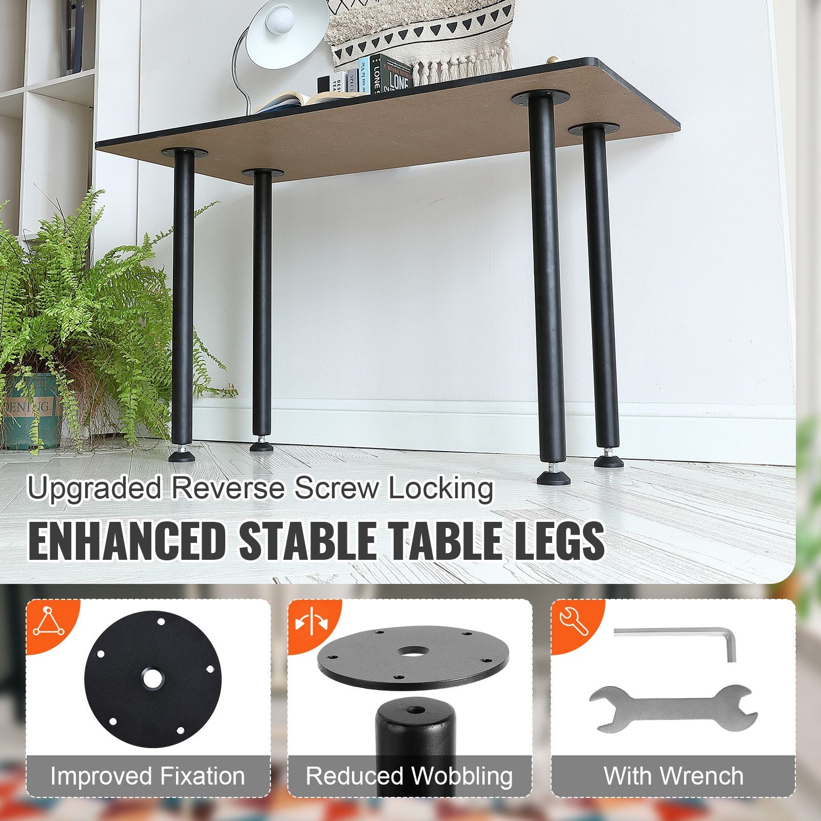 711.2MM Adjustable Desk Legs, Reinforced Steel Office Table Furniture legs Set of 4 for DIY, 544.3KG Load Capacity Heavy Duty Desk Legs, Quick Instalation Legs with Adjustable Foot Cup Black
