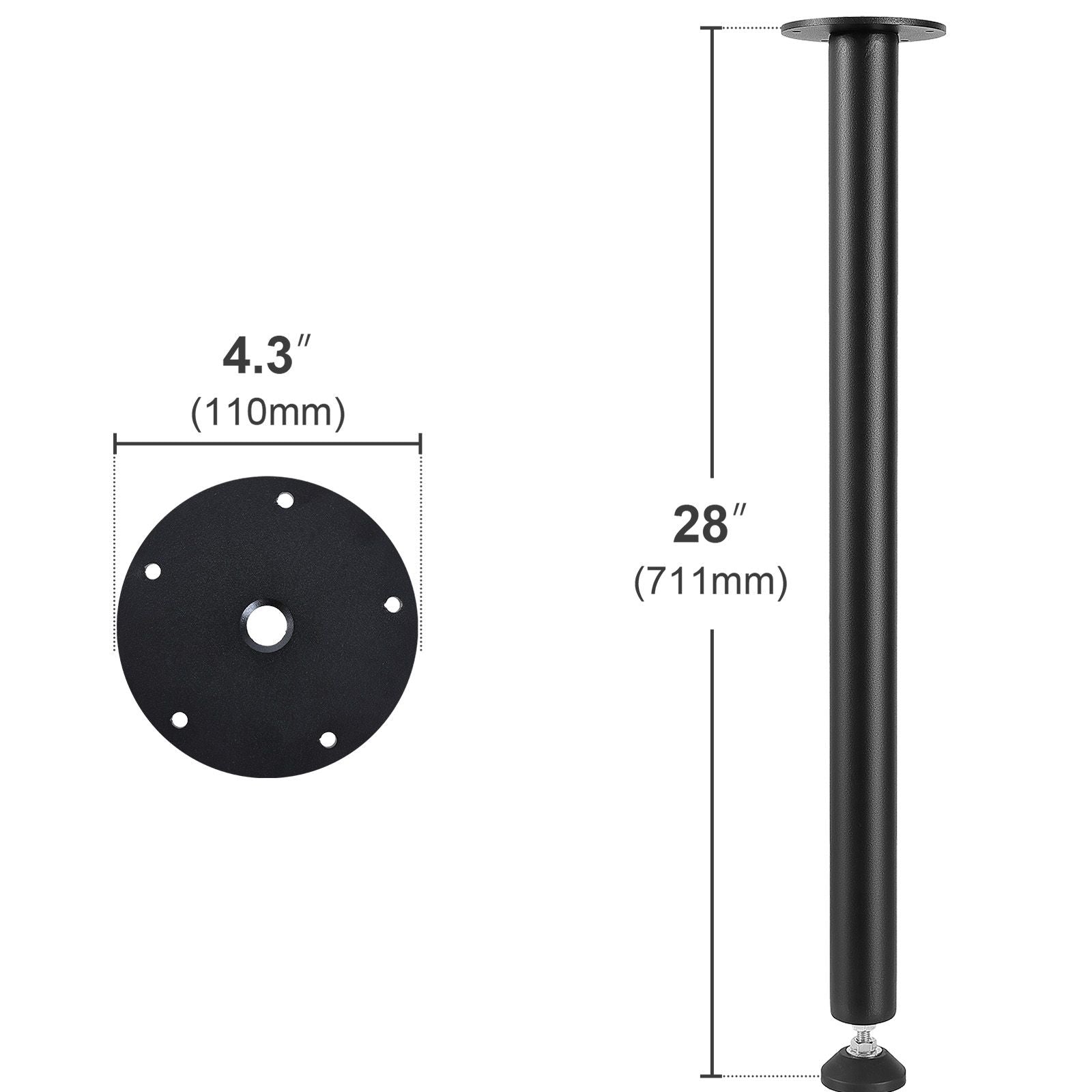 711.2MM Adjustable Desk Legs, Reinforced Steel Office Table Furniture legs Set of 4 for DIY, 544.3KG Load Capacity Heavy Duty Desk Legs, Quick Instalation Legs with Adjustable Foot Cup Black