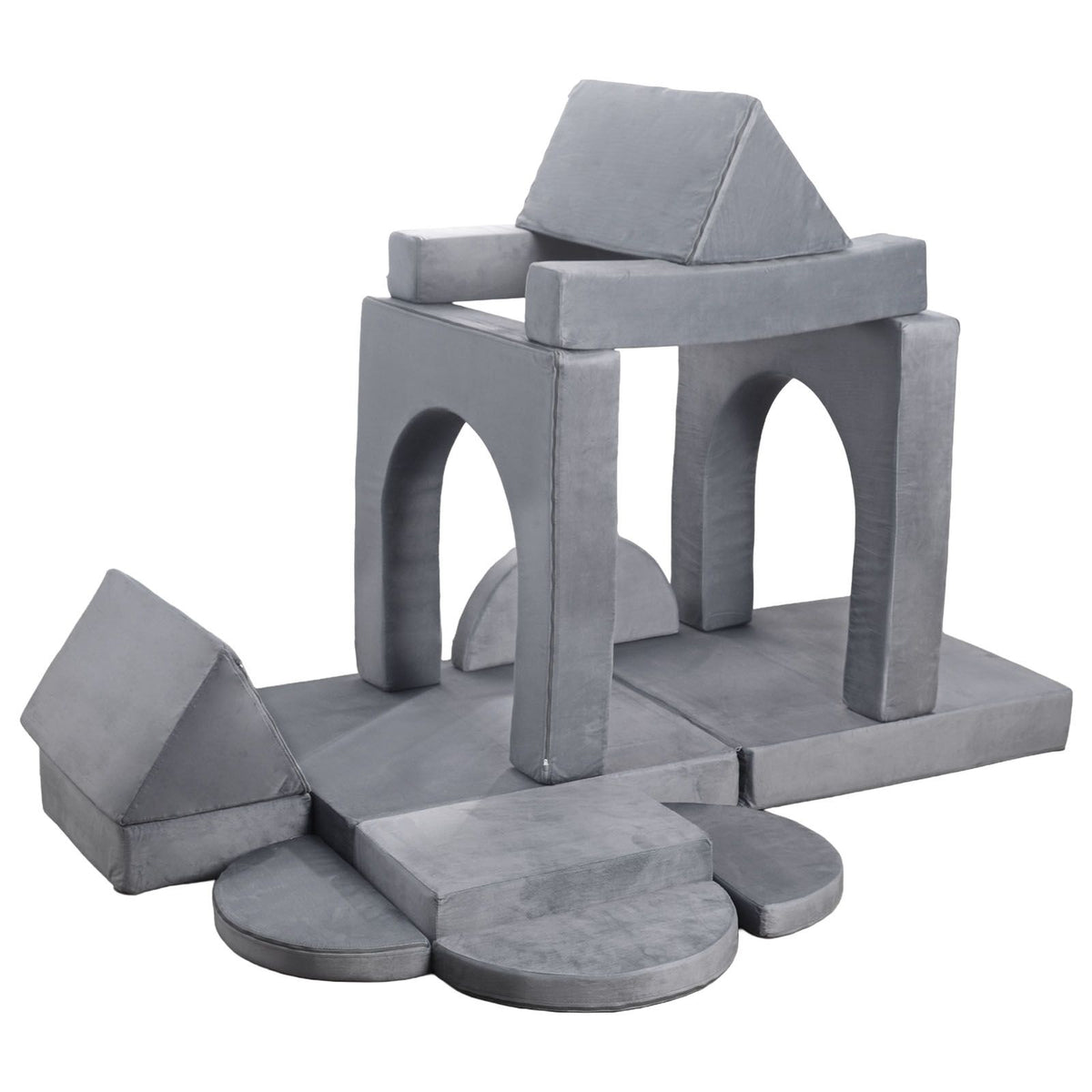 14 Piece Modular Kids Play Couch Sofa 28D Foam Convertible Toddler Gray