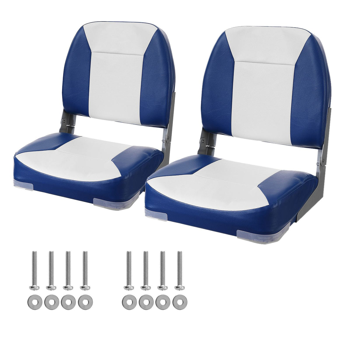 Boat Seat Low Back Fold-Down Fishing Boat Chair with Sponge Padding 2 Pack