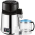 1.1 Gal Water Distiller, 0.3 Gal/H, 750W Distilled Water Maker Machine 0-99H Timing Set Temp Display, 304 Stainless Steel Countertop Distiller Glass Carafe Cleaning Powder 3 Carbon Packs, Silver
