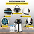 1.1 Gal Water Distiller, 0.3 Gal/H, 750W Distilled Water Maker Machine 0-99H Timing Set Temp Display, 304 Stainless Steel Countertop Distiller Glass Carafe Cleaning Powder 3 Carbon Packs, Silver