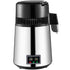 1.1 Gal Water Distiller, 0.3 Gal/H, 750W Distilled Water Maker Machine 0-99H Timing Set Temp Display, 304 Stainless Steel Countertop Distiller Glass Carafe Cleaning Powder 3 Carbon Packs, Silver