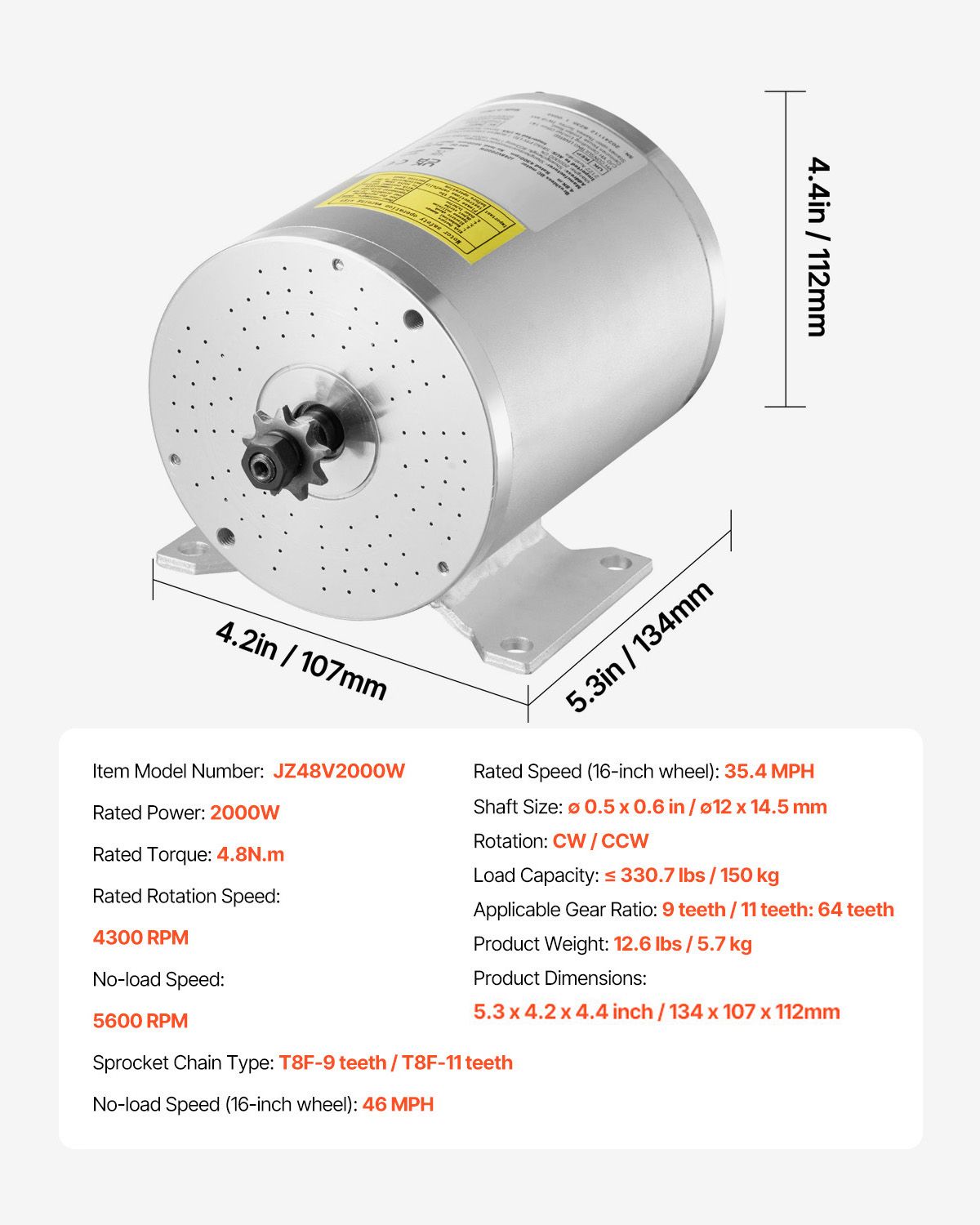 2000W 48V Brushless DC Motor Kit with Controller Throttle for E-Bike DIY