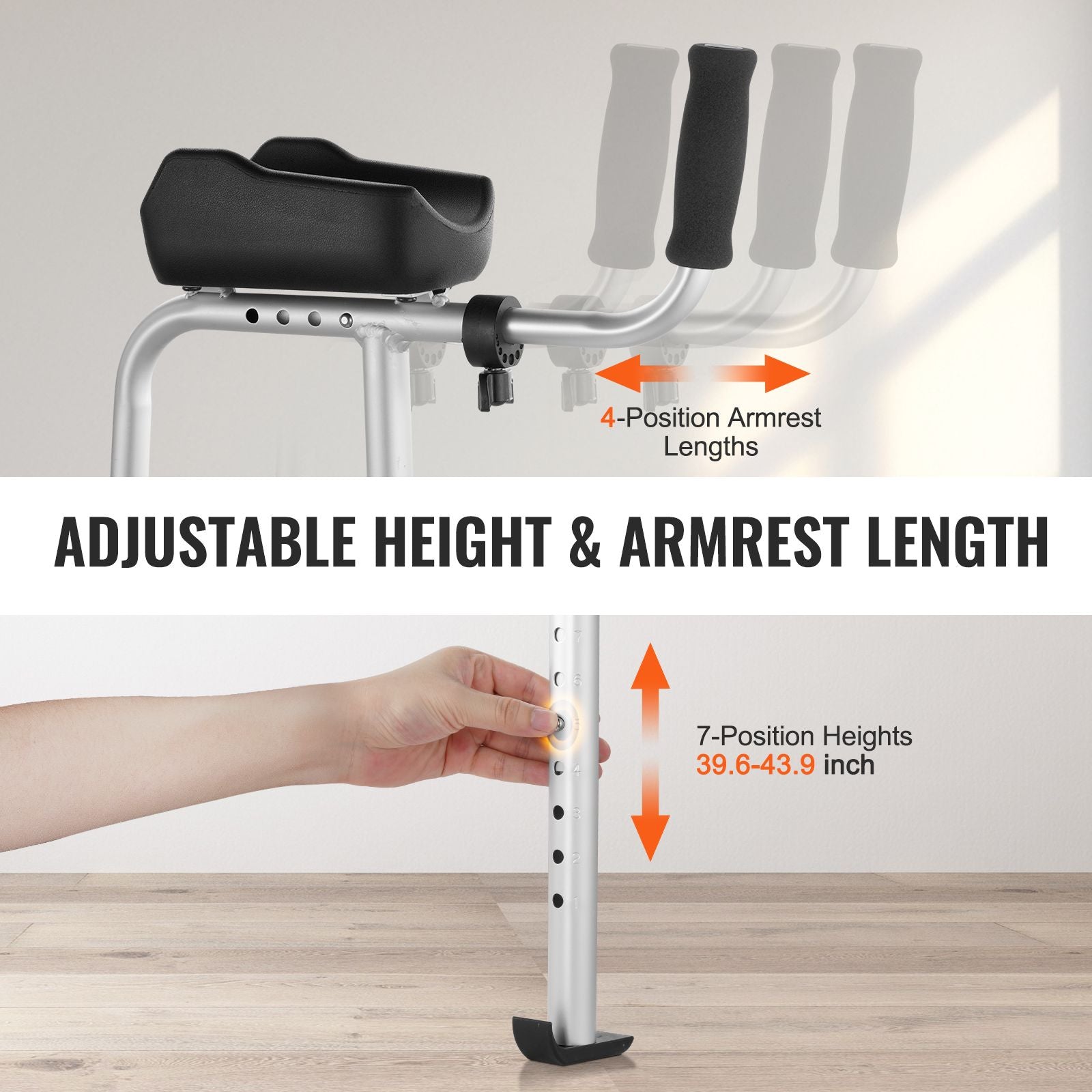 2-in-1 Folding Walker with Wheels Adjustable Armrests 450lbs Mobility Aid
