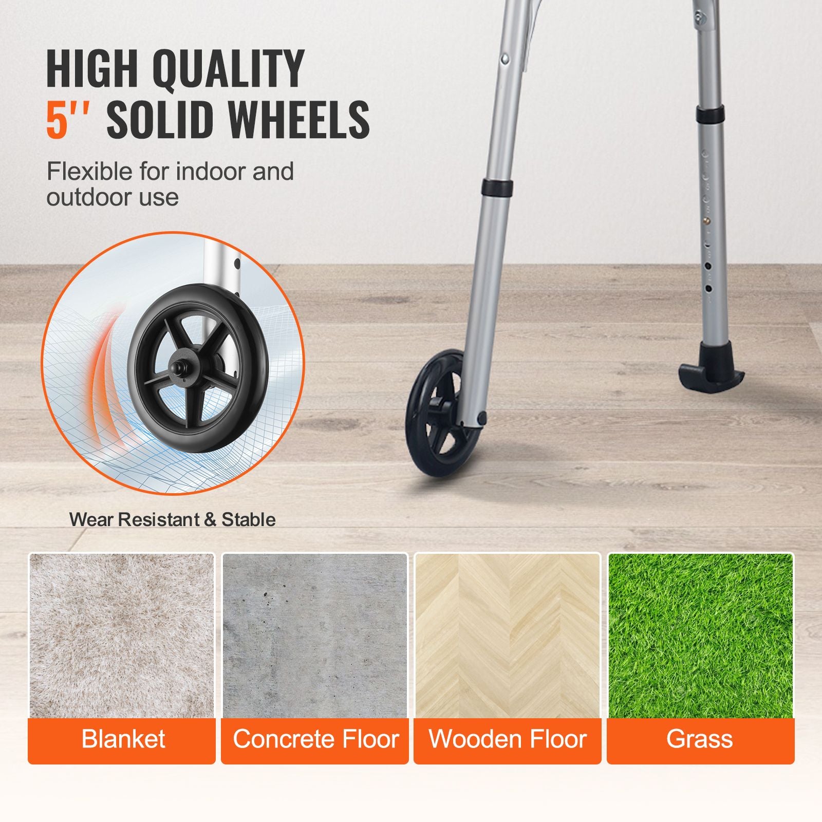 2-in-1 Folding Walker with Wheels Adjustable Armrests 450lbs Mobility Aid
