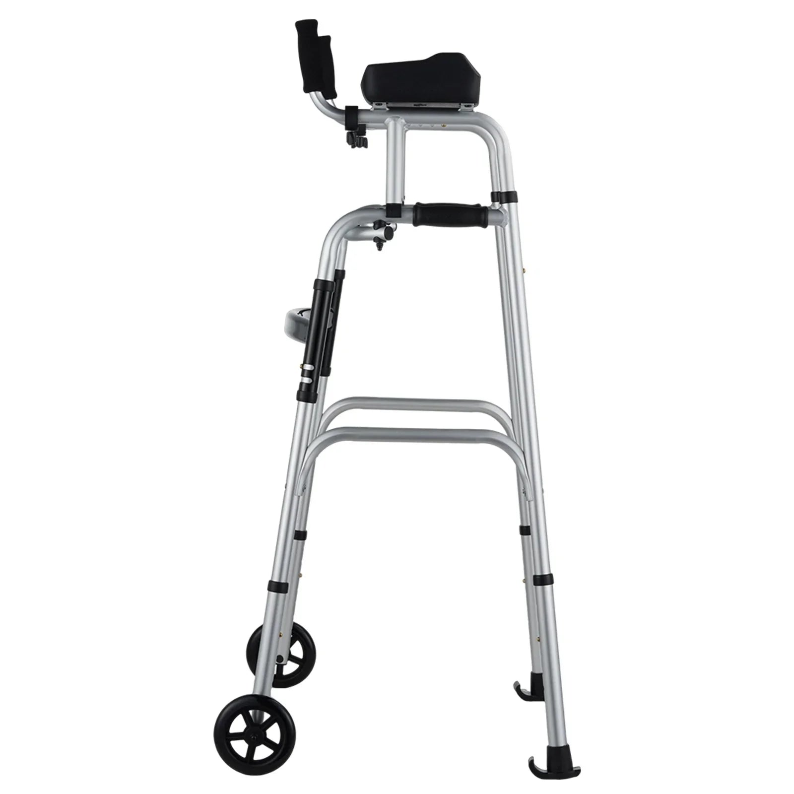 2 in 1 Folding Walker & Removable Armrests, Height Adjustable Foldable Walker with 5