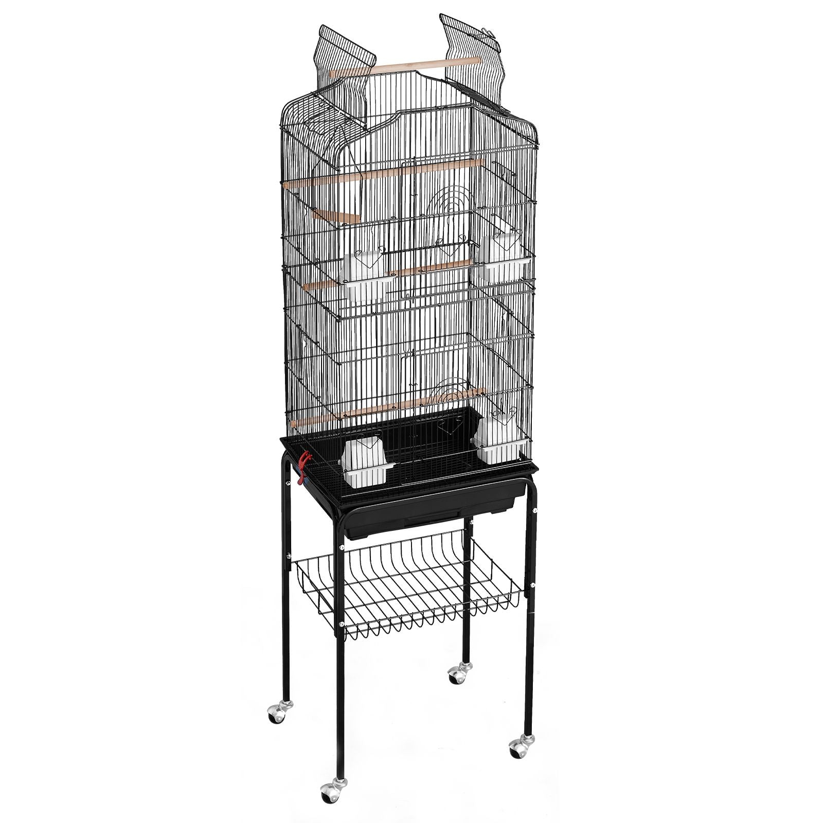 62in Large Bird Cage with Rolling Stand Open Top Parakeet Parrot Cage
