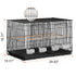 Bird Cage, 18 in, Small Parakeet Cage with Divider, Sturdy Metal Bird Flight Cage, Travel Birdcage with 5 Perches & 4 Feeding Cups, Parrot Cage for Canaries Lovebirds Cockatiels Budgie, Black
