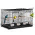 Bird Cage, 18 in, Small Parakeet Cage with Divider, Sturdy Metal Bird Flight Cage, Travel Birdcage with 5 Perches & 4 Feeding Cups, Parrot Cage for Canaries Lovebirds Cockatiels Budgie, Black