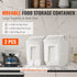 Ingredient Storage Bin, 2 x 15L Dispenser Bin with 2 Measuring Cups, Attachable Casters and Airtight Lid, 2 Pcs/Set Dog Pet Food Storage Container, PP Material Kitchen Rice Cereal Flour Bin
