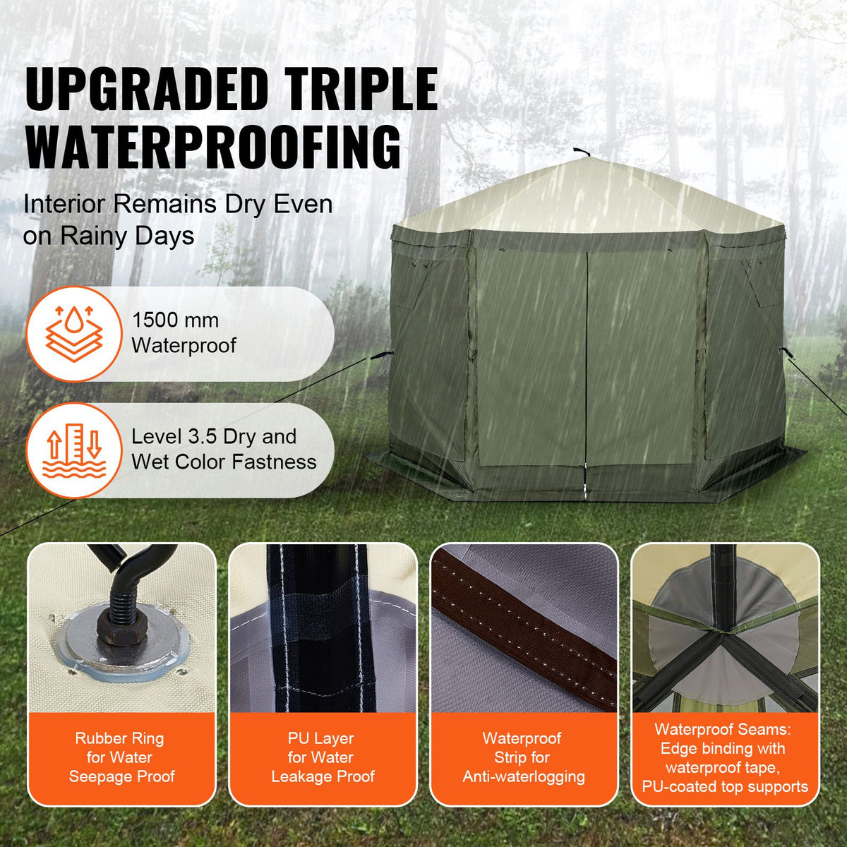 10x10FT Pop Up Screen Tent Gazebo with Mosquito Netting Privacy Cloths