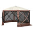 Pop Up Gazebo Tent, Pop-Up Screen Tent 6 Sided Canopy Sun Shelter with 6 Removable Privacy Wind Cloths & Mesh Windows, 11.5x11.5FT Quick Set Screen Tent with Mosquito Netting, Brown