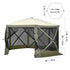 Pop Up Gazebo Tent, Pop-Up Screen Tent 6 Sided Canopy Sun Shelter with 6 Removable Privacy Wind Cloths & Mesh Windows, 12x12FT Quick Set Screen Tent with Mosquito Netting, Army Green
