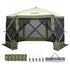 Pop Up Gazebo Tent, Pop-Up Screen Tent 6 Sided Canopy Sun Shelter with 6 Removable Privacy Wind Cloths & Mesh Windows, 12x12FT Quick Set Screen Tent with Mosquito Netting, Army Green