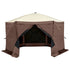 Pop Up Gazebo Tent, Pop-Up Screen Tent 6 Sided Canopy Sun Shelter with 6 Removable Privacy Wind Cloths & Mesh Windows, 12.5x12.5FT Quick Set Screen Tent with Mosquito Netting, Brown