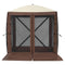 Pop Up Gazebo Tent, Pop-Up Screen Tent 4 Sided Canopy Sun Shelter with 4 Removable Privacy Wind Cloths & Mesh Windows, 6x6FT Quick Set Screen Tent with Mosquito Netting, Brown