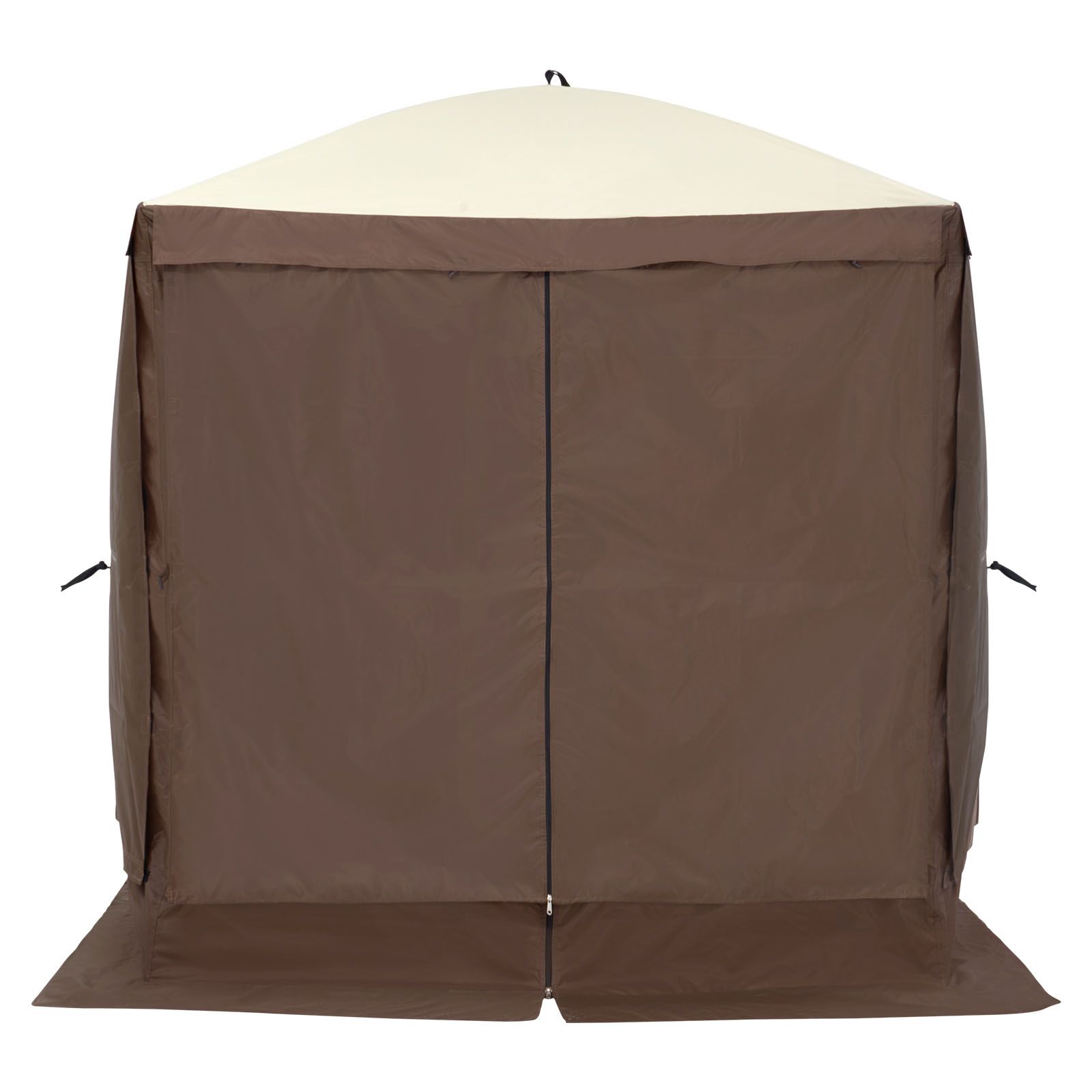 Pop Up Gazebo Tent, Pop-Up Screen Tent 4 Sided Canopy Sun Shelter with 4 Removable Privacy Wind Cloths & Mesh Windows, 6x6FT Quick Set Screen Tent with Mosquito Netting, Brown
