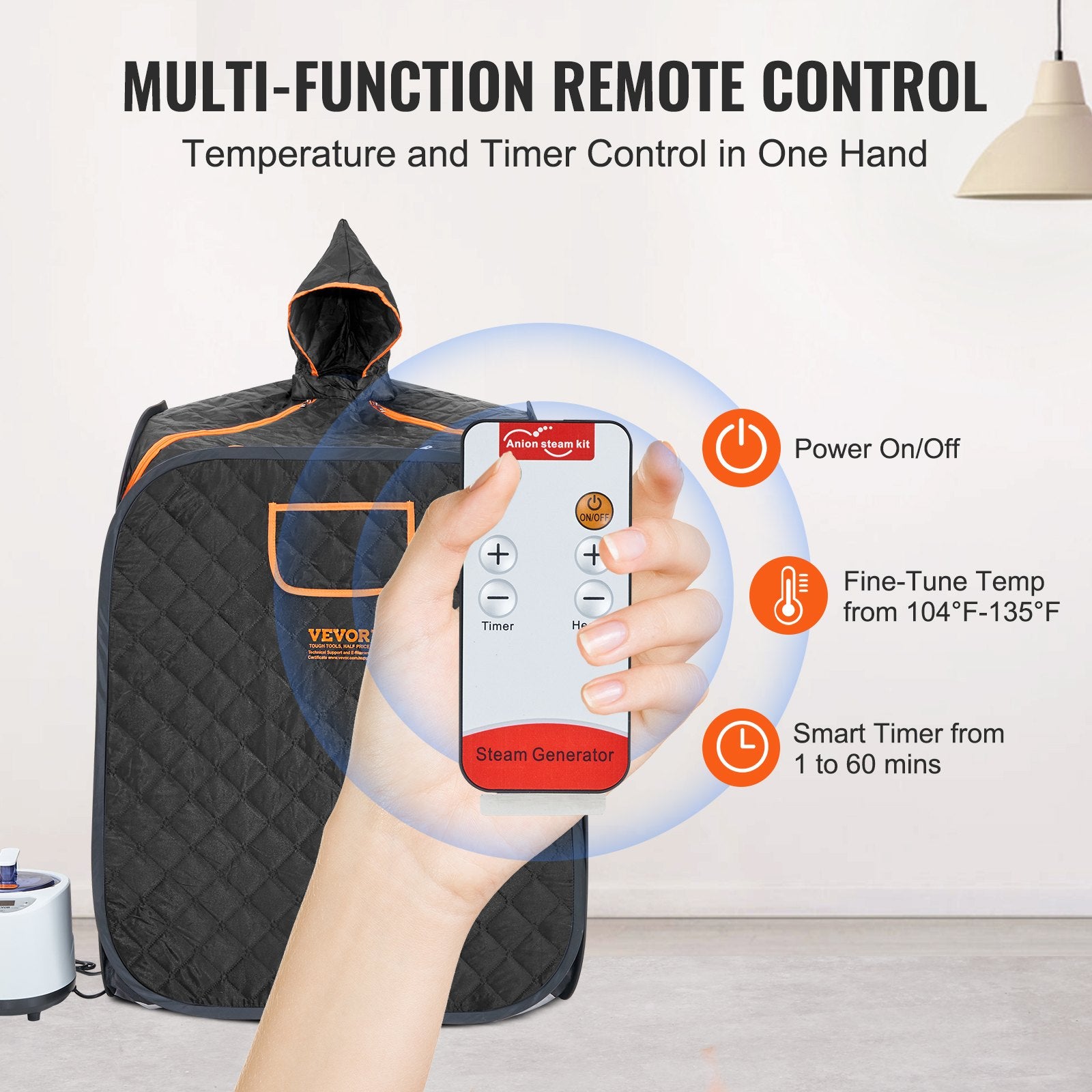 Portable Steam Sauna Tent 1000W Personal Spa Loss Weight Detox Therapy, 800x800x1000 mm