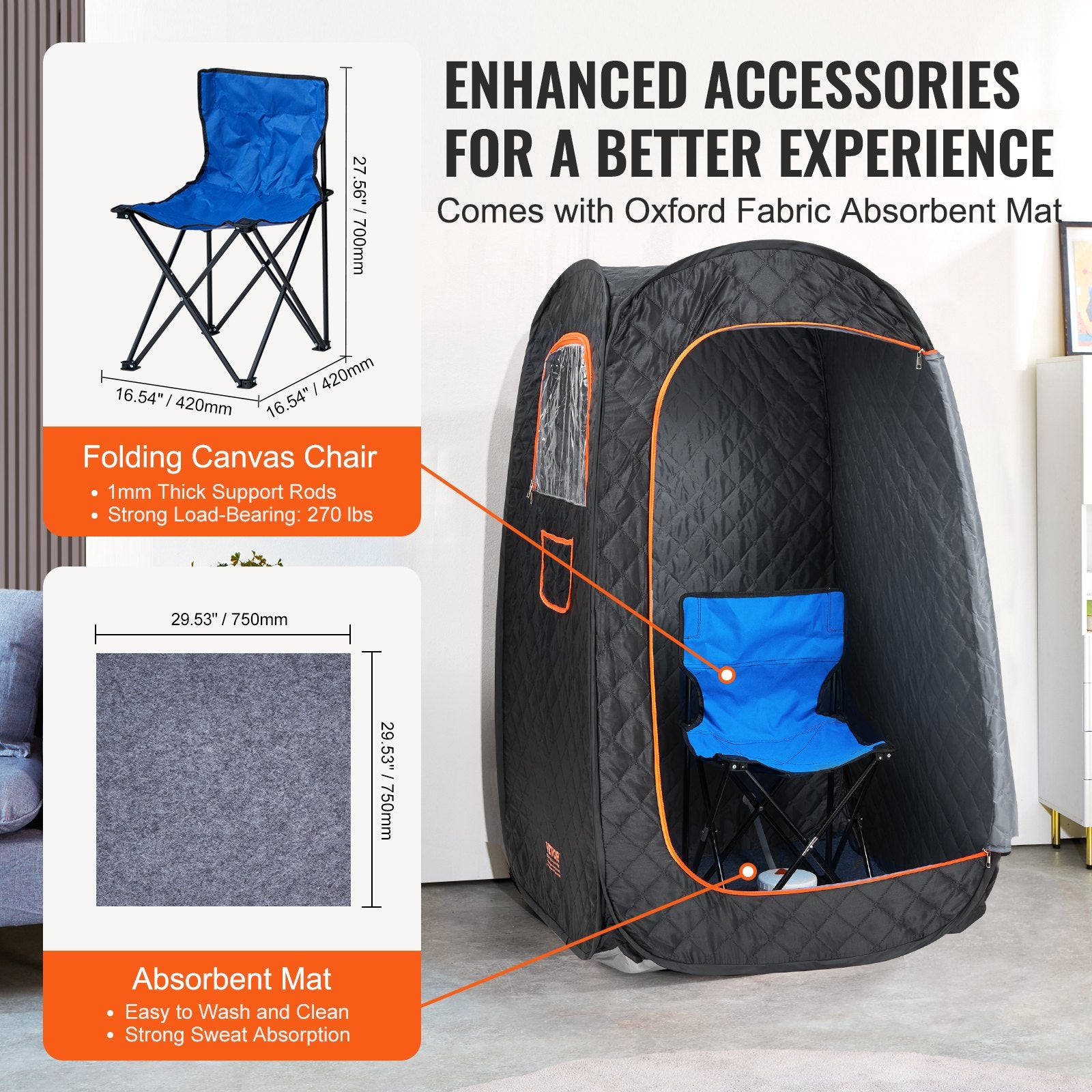 1000W Personal Steam Sauna Tent Loss Weight Detox Therapy Spa Compact, 800 x 800 x 1330 mm