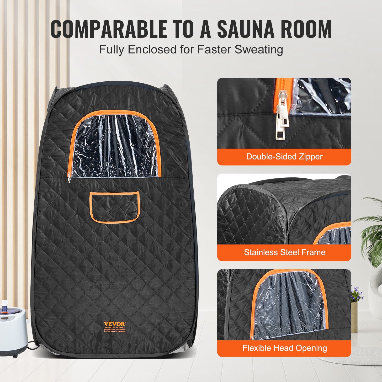 1000W Personal Steam Sauna Tent Loss Weight Detox Therapy Spa Compact, 800 x 800 x 1330 mm