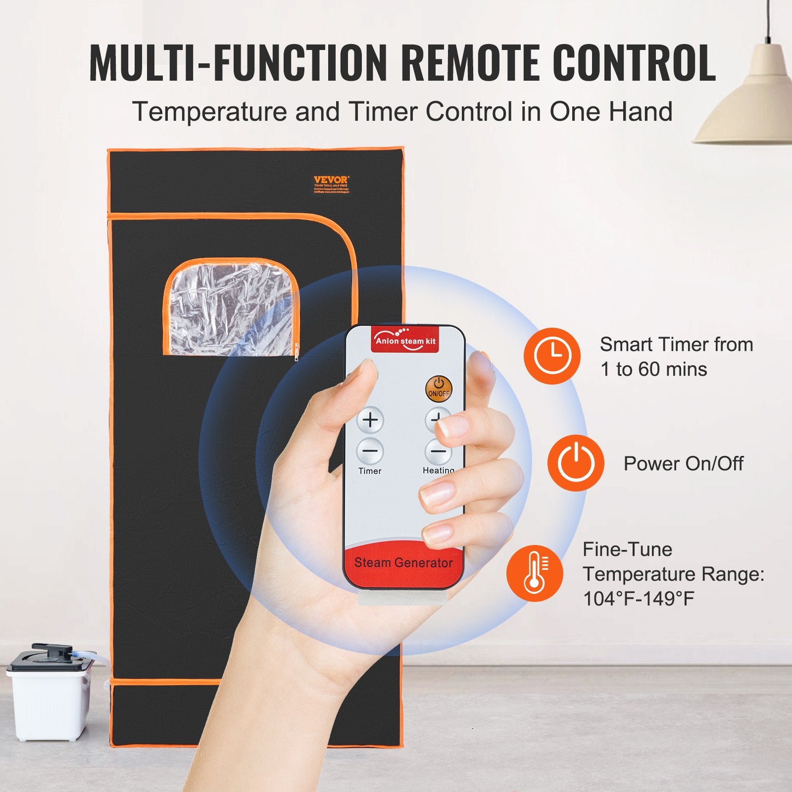 Portable Steam Sauna Tent Full Size 2000W Personal Sauna Blanket W/ Chair,880 x 880 x 1780 mm