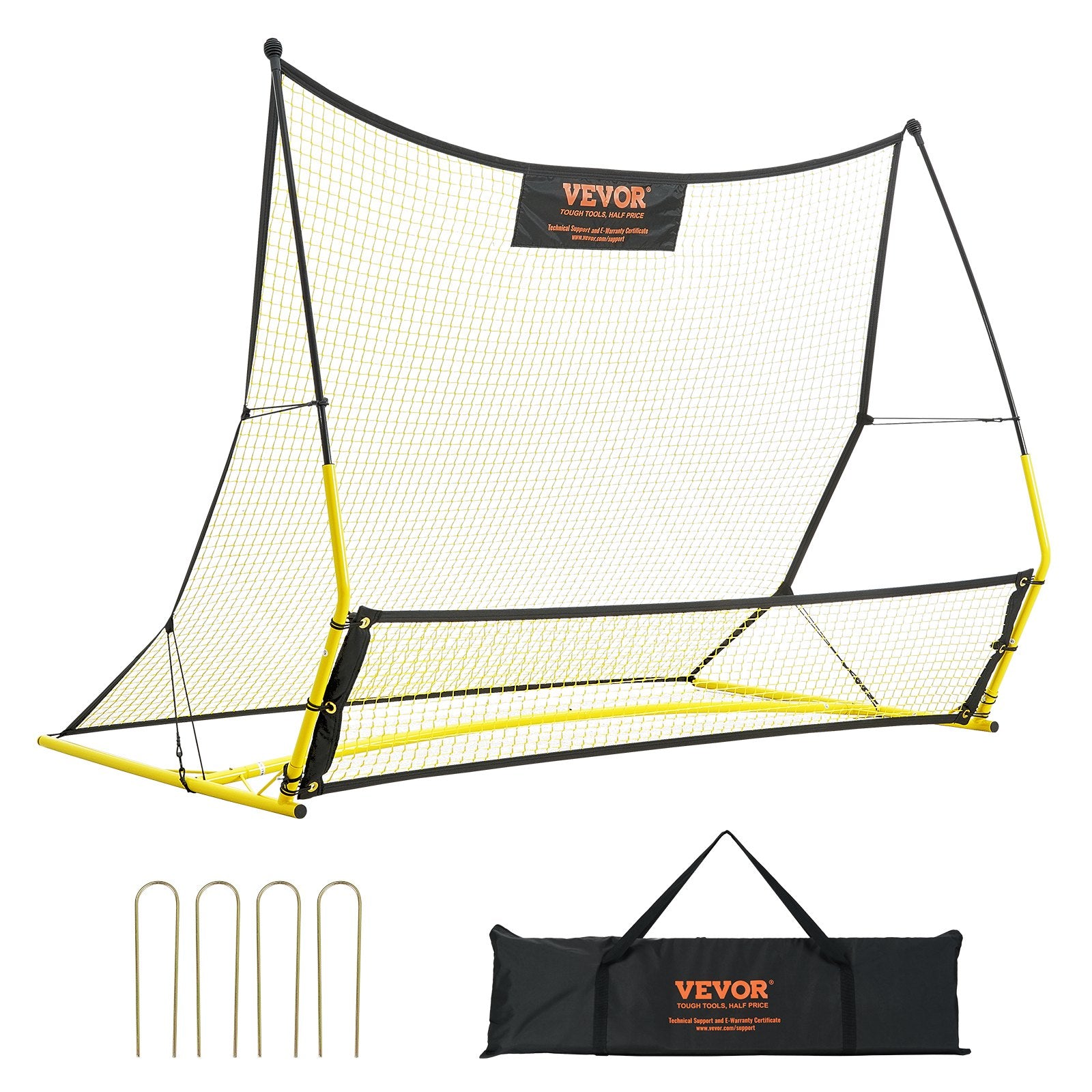 Soccer Trainer, 2-IN-1 Portable Soccer Rebounder Net, Iron Soccer Practice Equipment, Sports Football Rebounder Wall with Portable Bag, Perfect for Team Solo Training, Passing, Volley