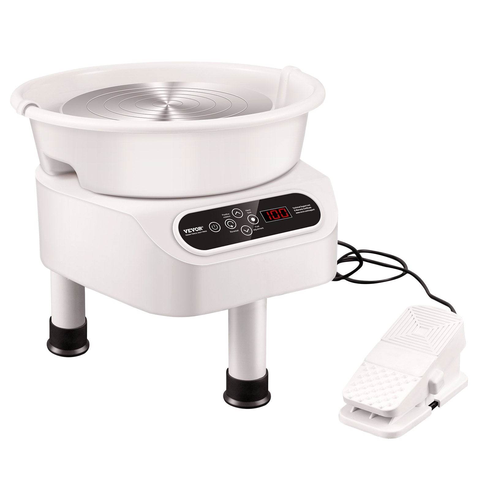 Pottery Wheel, 10 inch Pottery Forming Machine, 350W Electric Wheel for Pottery with Foot Pedal and LCD Touch Screen, Direct Drive Ceramic Wheel with 3 Support Legs for DIY Art Craft, White