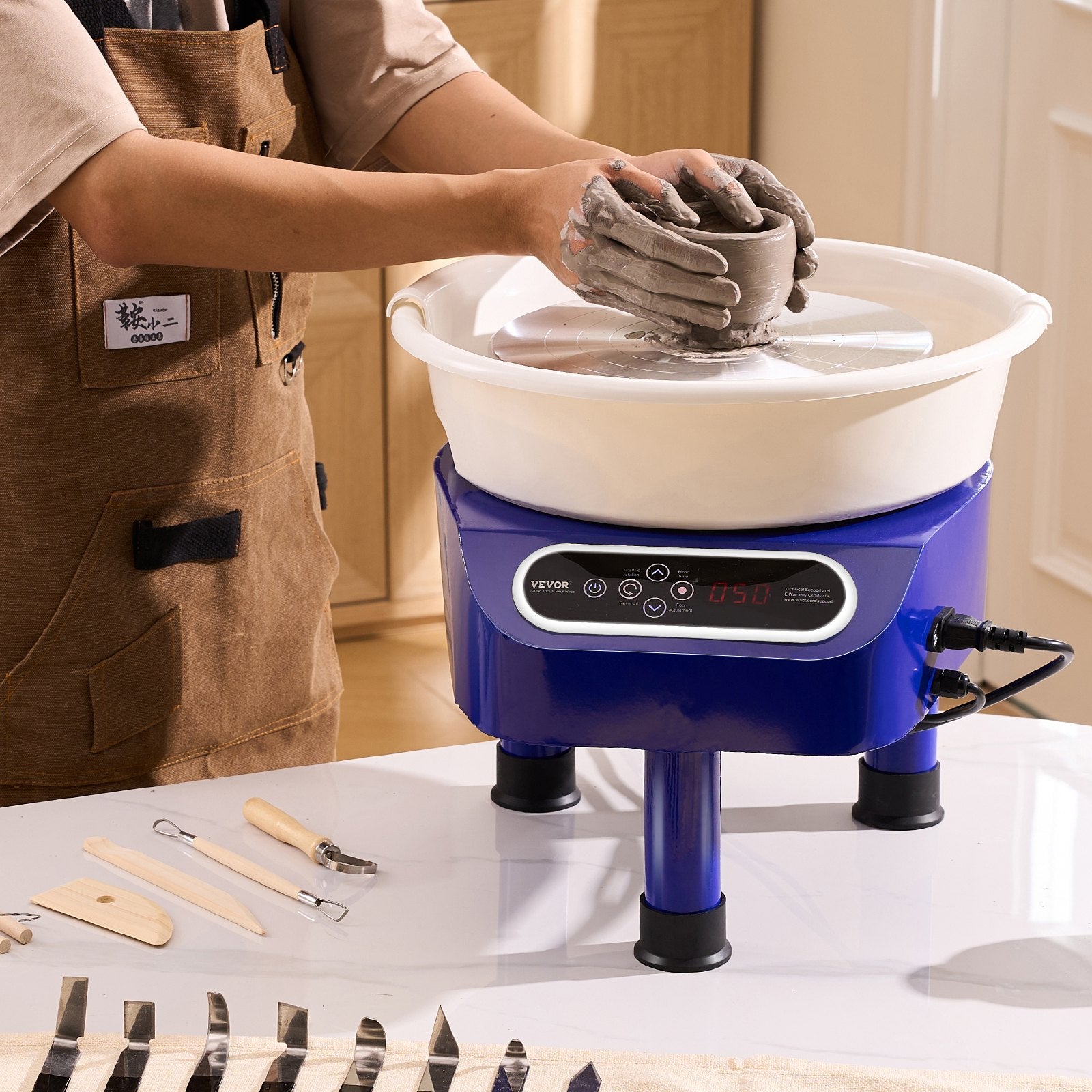 Pottery Wheel, 11 inch Pottery Forming Machine, 450W Electric Wheel for Pottery with Foot Pedal and LCD Touch Screen, Direct Drive Ceramic Wheel with 3 Support Legs for DIY Art Craft, Blue