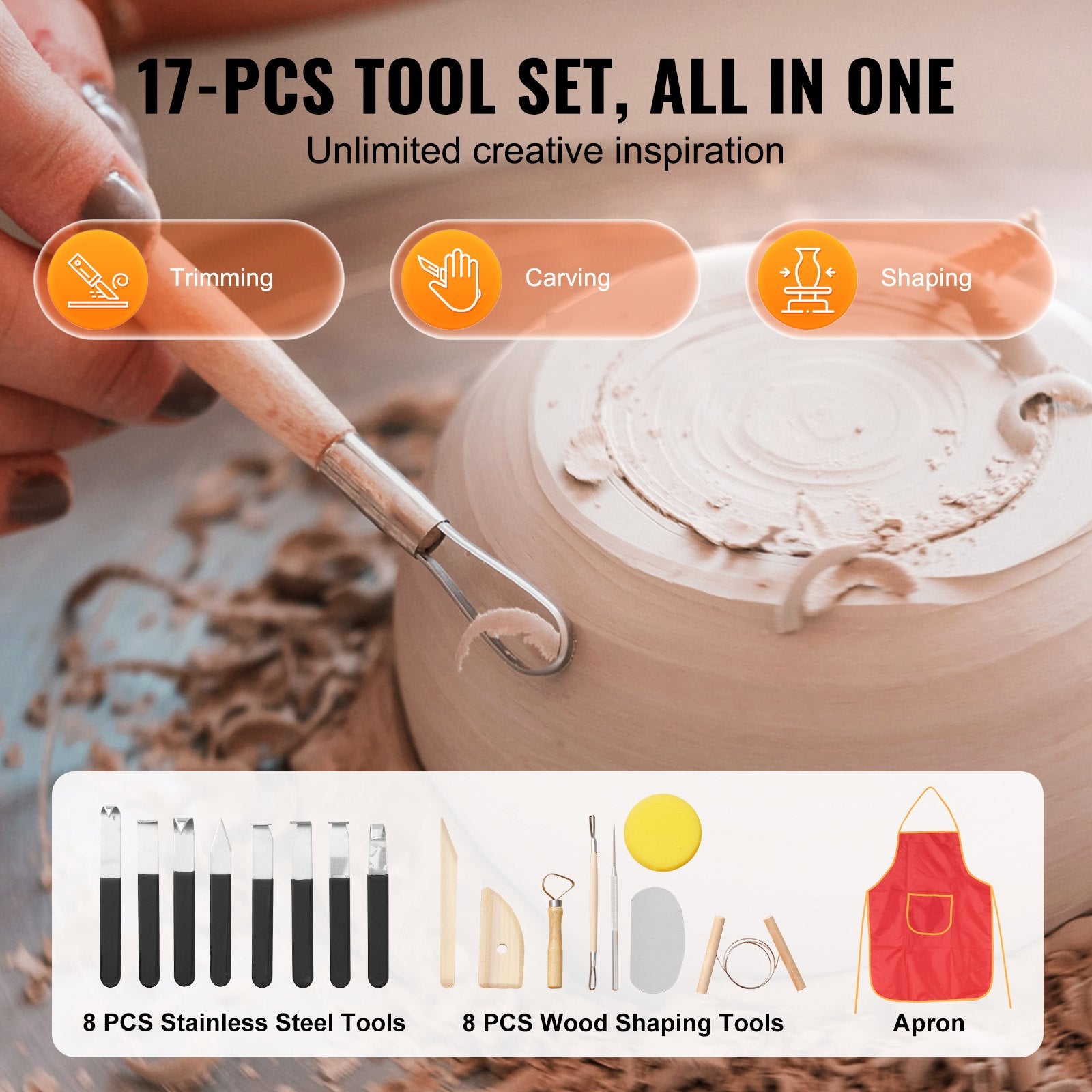 VEVOR Pottery Wheel, 11 inch Pottery Forming Machine, 350W Electric Wheel for Pottery with Foot Pedal and LCD Touch Screen, Direct Drive Ceramic Wheel with Shaping Tools for DIY Art Craft, White