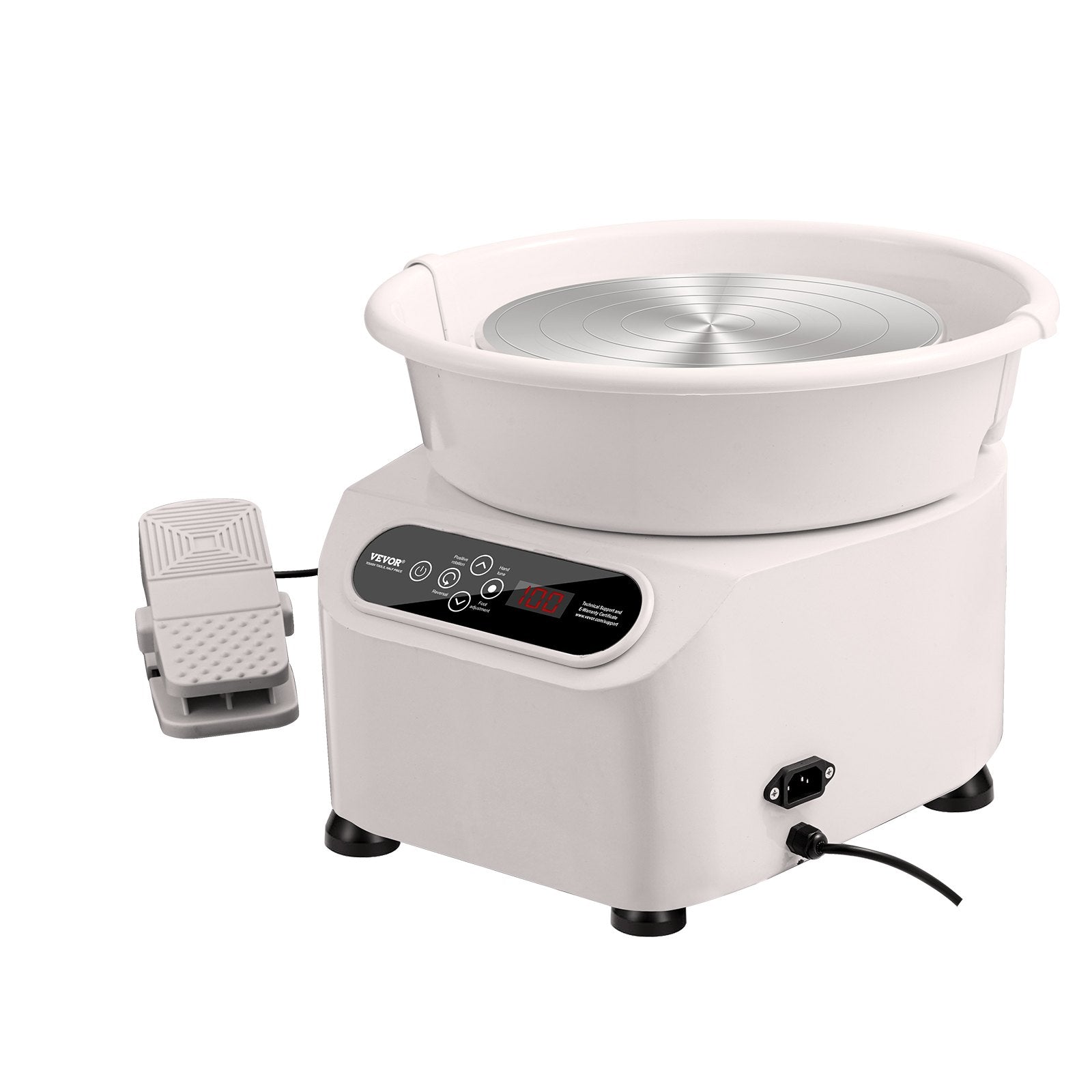 VEVOR Pottery Wheel, 11 inch Pottery Forming Machine, 350W Electric Wheel for Pottery with Foot Pedal and LCD Touch Screen, Direct Drive Ceramic Wheel with Shaping Tools for DIY Art Craft, White