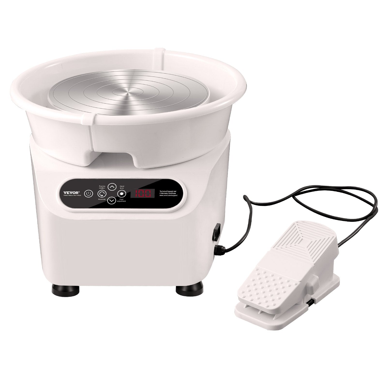 VEVOR Pottery Wheel, 11 inch Pottery Forming Machine, 350W Electric Wheel for Pottery with Foot Pedal and LCD Touch Screen, Direct Drive Ceramic Wheel with Shaping Tools for DIY Art Craft, White