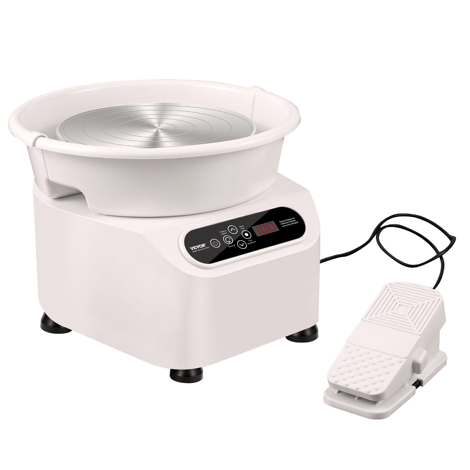 Pottery Wheel, 11 inch Pottery Forming Machine, 450W Electric Wheel for Pottery with Foot Pedal and LCD Touch Screen, Direct Drive Ceramic Wheel with Shaping Tools for DIY Art Craft, White