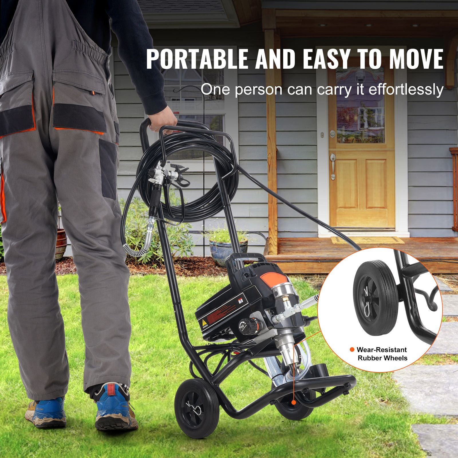 950W Airless Paint Sprayer 3000PSI Electric Paint Sprayer with Cart