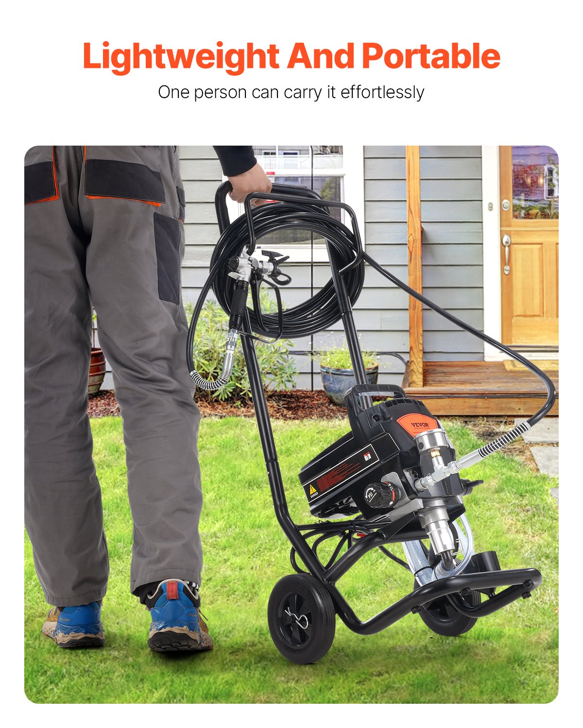 Stand Airless Paint Sprayer, 950W 3000PSI High Efficiency Electric Airless Sprayer With Cart, Fine And Even Painting Effect, Paint Sprayers for Home Interior and Exterior Furniture and Fences