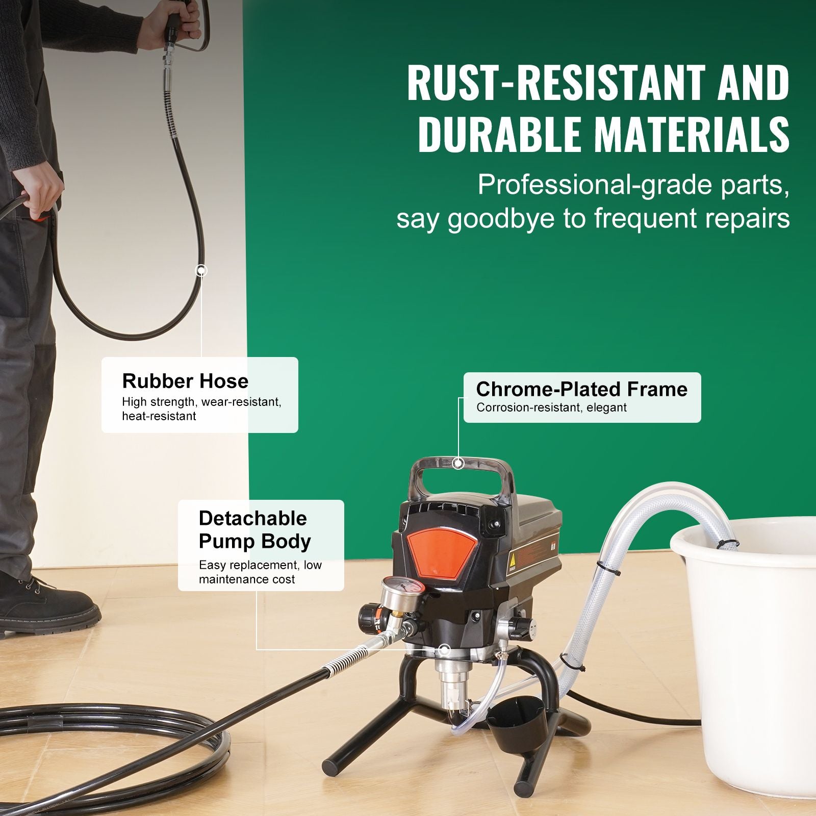 Stand Airless Paint Sprayer, 950W 3000PSI High Efficiency Electric Airless Sprayer, Fine And Even Painting Effect, Handheld Paint Sprayers for Home Interior and Exterior Furniture and Fences