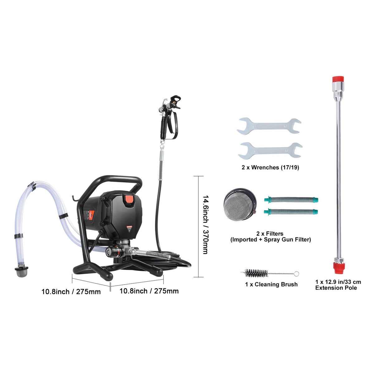 Stand Airless Paint Sprayer, 750W 3000PSI High Efficiency Electric Airless Sprayer, Fine And Even Painting Effect, Handheld Paint Sprayers for Home Interior and Exterior Furniture and Fences