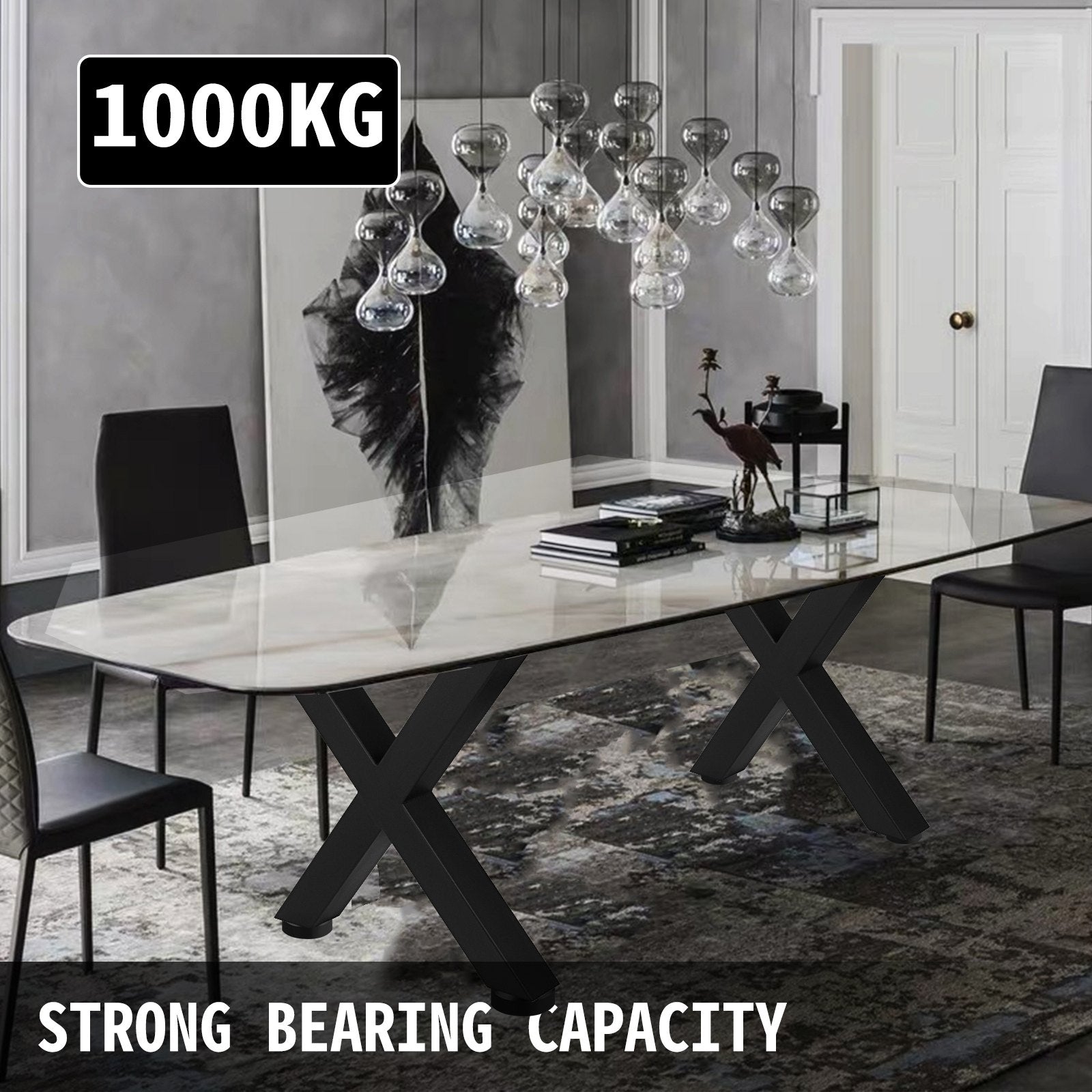 VEVOR Set of 2 Steel Table Legs, 16'Height 15'Wide Dining Table Legs, Heavy Duty 3.1