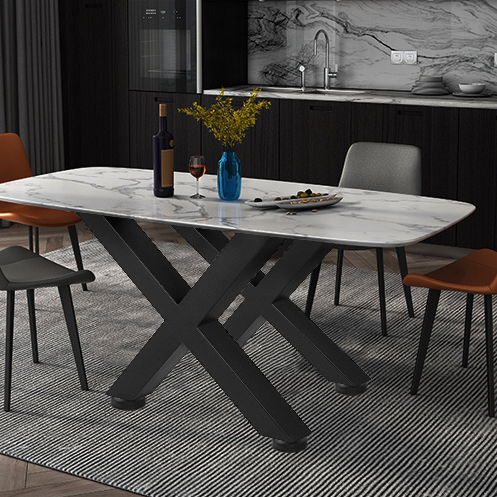 VEVOR Set of 2 Steel Table Legs, 16'Height 15'Wide Dining Table Legs, Heavy Duty 3.1