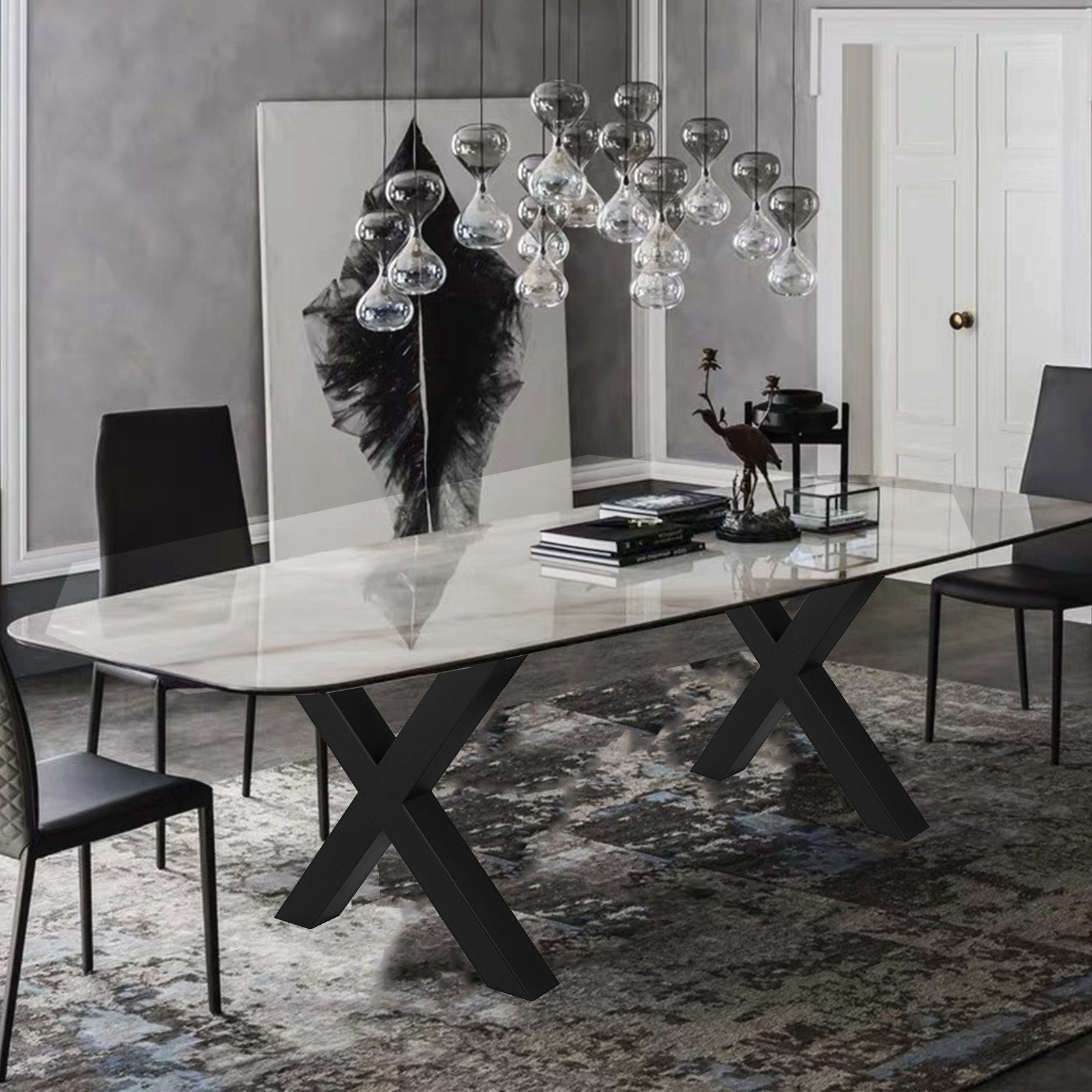 Metal Table Legs 28.4 x 29.9 Inch Black Table Legs Premium steel table legs with X-frame style Steel Bench Legs Country Style Table Legs Furniture Leg Perfect for Coffee Store Home Office Bar