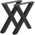 Set of 2 Steel Table Legs, 72cm Height 79cm Wide Dining Table Legs, Heavy Duty 7.9cm Square Box Section X Frame Table Legs,72x79x7.9 cm Black Color Industrial Country Style Metal Dining Leg
