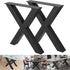Set of 2 Steel Table Legs, 72cm Height 79cm Wide Dining Table Legs, Heavy Duty 7.9cm Square Box Section X Frame Table Legs,72x79x7.9 cm Black Color Industrial Country Style Metal Dining Leg