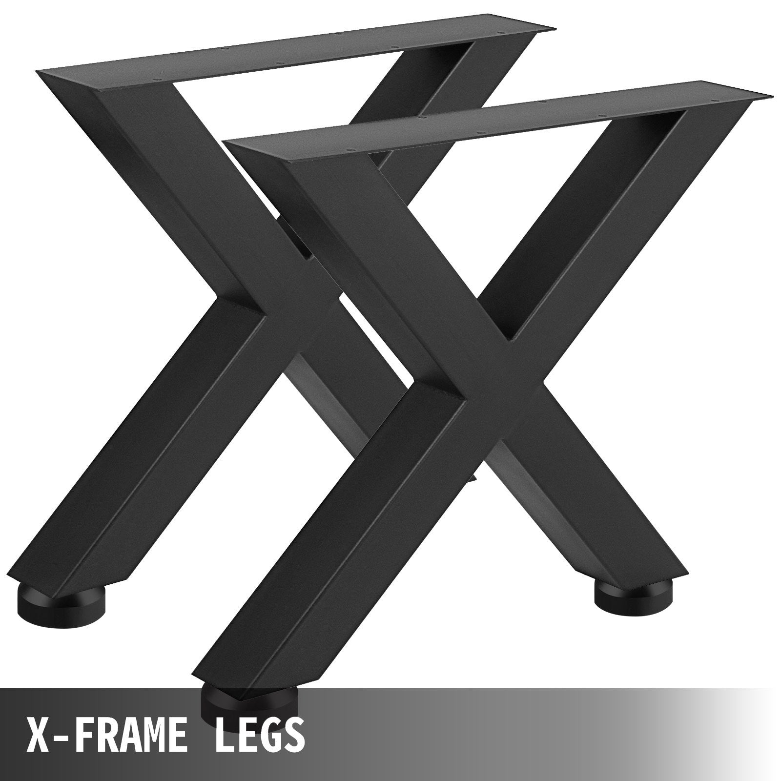 Set of 2 Steel Table Legs, 72cm Height 79cm Wide Dining Table Legs, Heavy Duty 7.9cm Square Box Section X Frame Table Legs,72x79x7.9 cm Black Color Industrial Country Style Metal Dining Leg