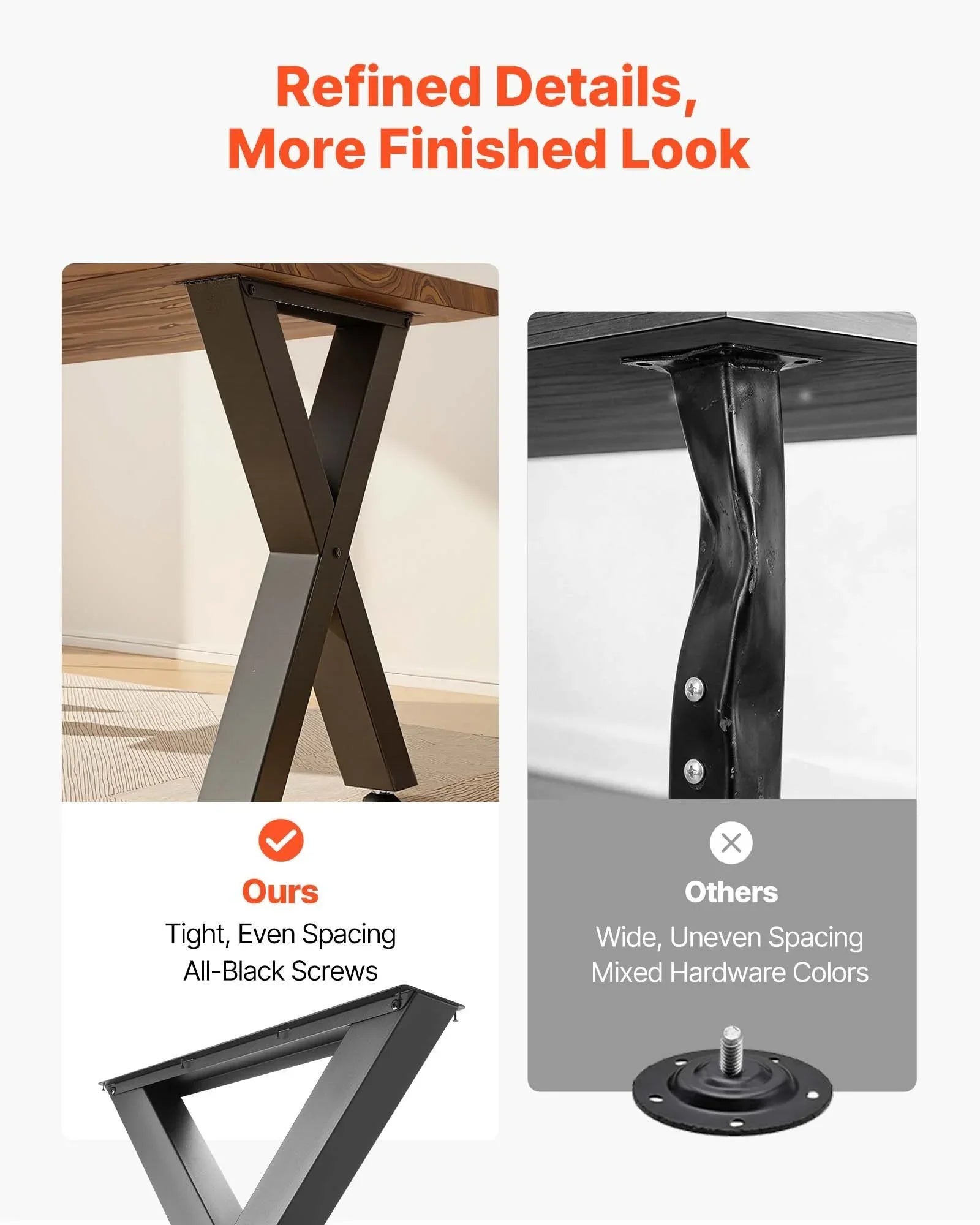 Table Legs, 750 x 600 mm (H x W) Steel Furniture Legs, Modular Design, Easy Assembly, 1000 kg Max Load Heavy Duty, for Home Office Desk, Coffee Dinner Bar Tables, Workbench,2 PCS, X Frame, Black