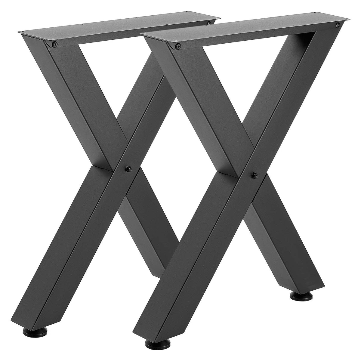 2PCS Heavy Duty Steel Table Legs 750x600mm X Frame Black 1000kg Load