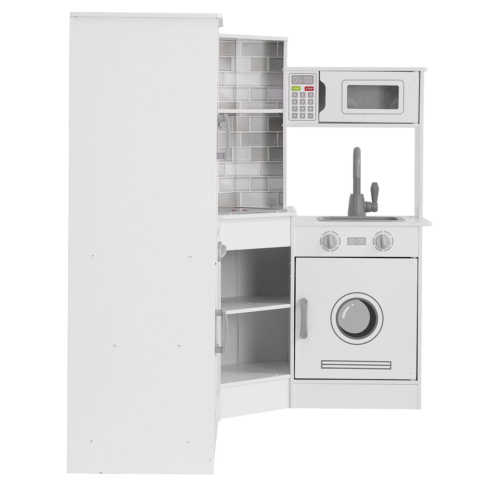 Kitchen Playset Kids Pretend Cooking Play Toy 24 Piece Accessories White