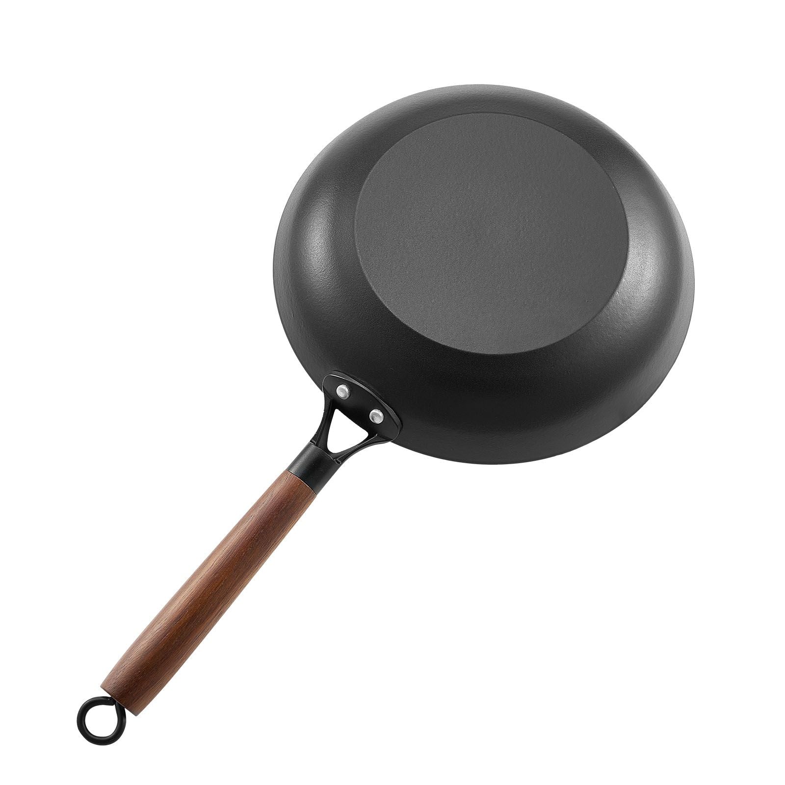 Cast Iron Skillet, 3-Piece Frying Pan Set (205, 265, 310 mm), Nonstick Skillets with Detachable Wood Handle, Pre-Seasoned Chef's Pan, Kitchen Cookware for Gas, Electrical, and Induction, Black