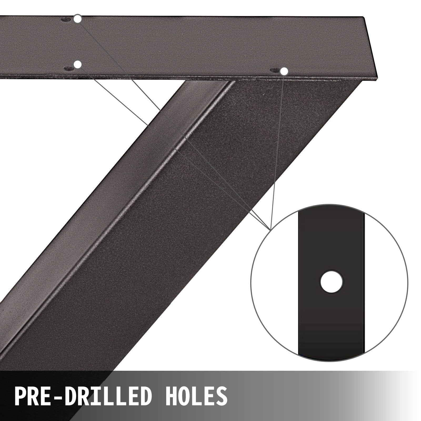 VEVOR Set of 2 Steel Table Legs, 28'Height 24'Wide Dining Table Legs, Heavy Duty 3.1